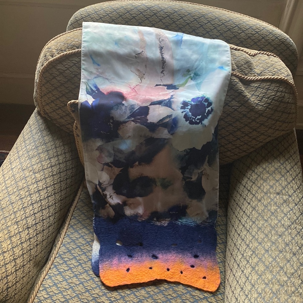 Silk accent scarf hand painted